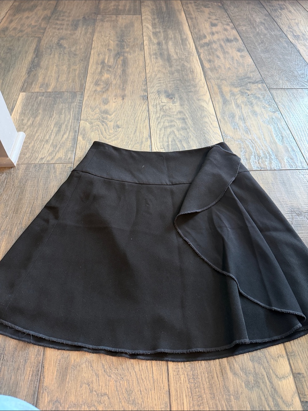 LOFT Black Circle Skirt with Side Ruffle